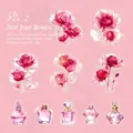 Floral PET stickers featuring rose and perfume bottle designs with shiny glass foil - More Than Roses