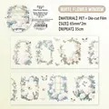 White flower window PET tape for scrapbooking with vintage gold frame design - White Window