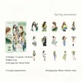 Set di 30 adesivi in PET a tema montagna primaverile con illustrazioni di ragazze nel bosco - Spring Mountain