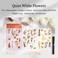 Blumen-Transfersticker-Set mit Vintage-Blumen und Schmetterlingsmotiven für das Tagebuch - Ruhiges Weißes Florales