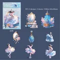 Mystery Girl PET-Aufkleber Set mit Ballett-Mädchen und Schwänen für Scrapbooking, 8 Stk - Balletträumen nachjagen