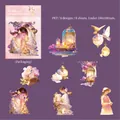 Gothic Blumen PET-Sticker Set mit verträumten Mädchen und Vintage Motiven 8 Stück - Blumengarten Geflüster