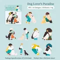 Weekend Girl PET-Sticker mit 10 niedlichen Illustrationen von Mädchen und Haustieren - Hundeparadies