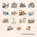Italian Romance themed PET stickers with Colosseum and Leaning Tower for DIY scrapbooking - Italian Romance