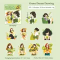 Weekend Girl PET stickers set featuring 20 green dream themed decorative decals - Greenery Dream
