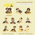 Weekend Girl series cute PET stickers featuring 10 retro girl illustrations for journaling - Spring Outing