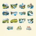 Waterproof PET scrapbooking stickers set featuring Swiss landscapes and mountain scenery - Swiss Wonderland