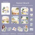 Sunset Beach PET stickers set for scrapbooking, 30 pieces of watercolor scenery decals - Sunset Beach