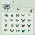 Adesivi per farfalle in PET verde petrolio e oro con lamina per scrapbooking - Farfalla Ciano Classica