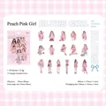 Set di adesivi PET con ragazza dopamina in stile anime rosa pesca e blu navy - Ragazza Rosa Pesca