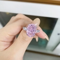 Luxurious 925 sterling silver ring featuring a large oval pink gemstone and side stones - US 5 / Pink Zirconia