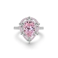 Pear cut pink gemstone s925 silver ring with double halo pavé crystals for women - US 5 / Pink Zirconia