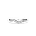 Elegant wave-shaped 925 sterling silver ring with sparkling micro-pave zirconia stones - US 5 / White Rhinestone
