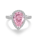 Elegant S925 sterling silver ring featuring a large pear-cut pink gemstone and pavé diamonds - US 5 / Pink Style (CBJZ019)