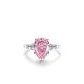 Elegant s925 silver ring featuring a pear-cut pink gemstone and tapered side stones - US 5 / Pink Zirconia