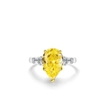 Pear cut yellow gemstone ring with tapered baguette diamonds in s925 silver - US 5 / Yellow Zirconia