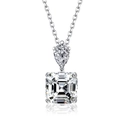 Collana in argento sterling S925 con pendenti in diamante quadrato e a goccia - Argento 925 / Collana Bianca
