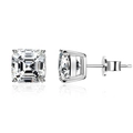 Orecchini a perno in argento S925 con zircone taglio quadrato e classica montatura a 4 griffe - Argento 925 / Orecchini a lobo bianchi
