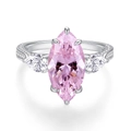 Luxuriöser Ring mit marquiseförmigem rosa Edelstein und Pavé-verzierte Silberband - US 5 / Rosa Zirkonia