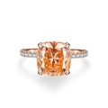 Anillo de plata oro rosa con gema amarilla corte cojín y micro diamantes - US 5 / Naranja Atardecer