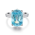 Lussuoso anello in argento sterling S925 con una pietra acquamarina rettangolare da 10ct - US 5 / Gemma Blu (CBJZ085)