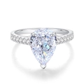 Anello elegante in argento 925 con gemma scintillante a goccia e pavé di zirconi - US 5 / Zirconia Bianca (CBJZ067)