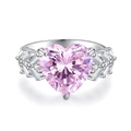Elegant S925 silver ring featuring a large heart-shaped pink gemstone and side diamonds - US 5 / Pink Zirconia