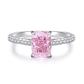 Bague élégante en argent s925 avec pierre rose taille coussin et diamants latéraux pavés - US 5 / Rose