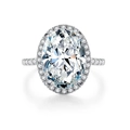 Luxurious S925 sterling silver ring with 10 carat oval cut diamond-like sparkling stone - US 5 / White Rhinestone
