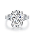 Luxurious S925 sterling silver ring with oval cut 10ct high carbon diamond and baguettes - US 5 / White Zirconia