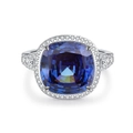 Elegante 925 zilveren halo ring met een grote blauwe edelsteen in kussenvorm snit - US 5 / Blauwe Zirkonia (CBJZ138)