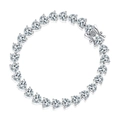 Bracciale tennis a cuore in argento 925 con moissanite scintillante placcato platino - Stile Cuore in Diamante ad Alto Carbonio (SL002) / 16cm