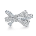 Bow knot ring in S925 sterling silver with micro-pave round and baguette cut zircons - US 5 / Silver
