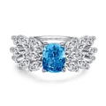 S925 zilveren ring met aquamarijn middensteen en witte zirkoon vlindervleugels - US 5 / Blauwe Zirkoon (CBJZ146)