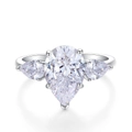 Sparkling S925 sterling silver ring featuring a pear-cut zircon and white metal setting - US 5 / White (CBJZ084)