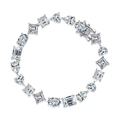 Pulsera tennis de plata S925 con moissanitas multiforma y acabado en platino elegante - 16cm / Moissanita