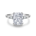 Elegante anello in argento S925 con un grande diamante al carbonio taglio radiant ghiaccio - US 5 / Zirconia Bianca