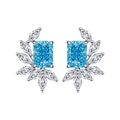 Pendientes de plata S925 con circón azul corte hielo y detalles de talla marquesa - Plata 925 / Circonia Azul