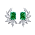 Elegantes pendientes de esmeralda con diseño de ala en plata de ley para mujer - Plata 925 / Circonia Verde