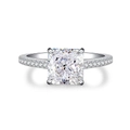 Anello elegante in argento 925 con zircone taglio princess e pavé di diamanti - US 5 / Zirconia Bianca (CBJZ223)