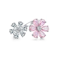 Anello regolabile in argento S925 con petali di fiori in zircone rosa e bianco - Aperto Regolabile / Zirconia Rosa (CBJZ260)
