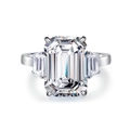 Klassischer S925 Sterlingsilber Ring mit Smaragdschliff und drei Steinen für Damen - US 5 / Weiß (CBJZ124)