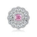 Floral S925 sterling silver ring with cushion cut pink diamond and marquise stones - US 5 / Pink Zircon (CBJZ289)