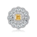 Luxurious 925 silver ring featuring a yellow cushion-cut center stone and floral diamond halo - US 5 / Yellow Zircon (CBJZ291)