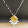 Collar colgante de circón amarillo con piedras marquesa en plata S925 corte cojín - Plata 925 / Circonia Amarilla (XL068)