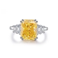 Anello classico in argento S925 con una gemma gialla da 4 carati dal taglio a ghiaccio - US 5 / Zirconia Gialla