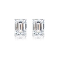 Boucles d'oreilles S925 en argent sterling avec zircone taille émeraude et sertissage 4 griffes - Argent 925 / Blanc (ED023)