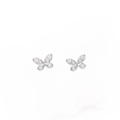 Orecchini a perno a farfalla in argento sterling 925 con pavé di pietre moissanite - Argento 925 / Stile Farfalla Argentata (MS074)
