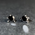 Pendientes clásicos de plata de ley 925 con piedras redondas de moissanita negra fina - 0,1ct Moissanita / Negro