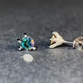 Vista macro de pendientes de plata 925 con garras de dragón y piedras de moissanita - 0,1ct Moissanita / Holográfico